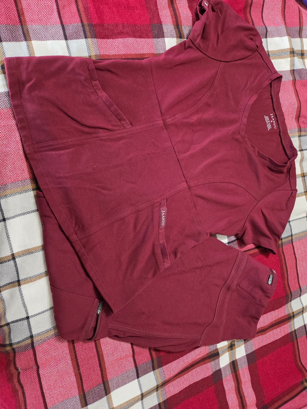 Jaanuu Maroon V-Neck Scrub Top. Jogger Bottoms